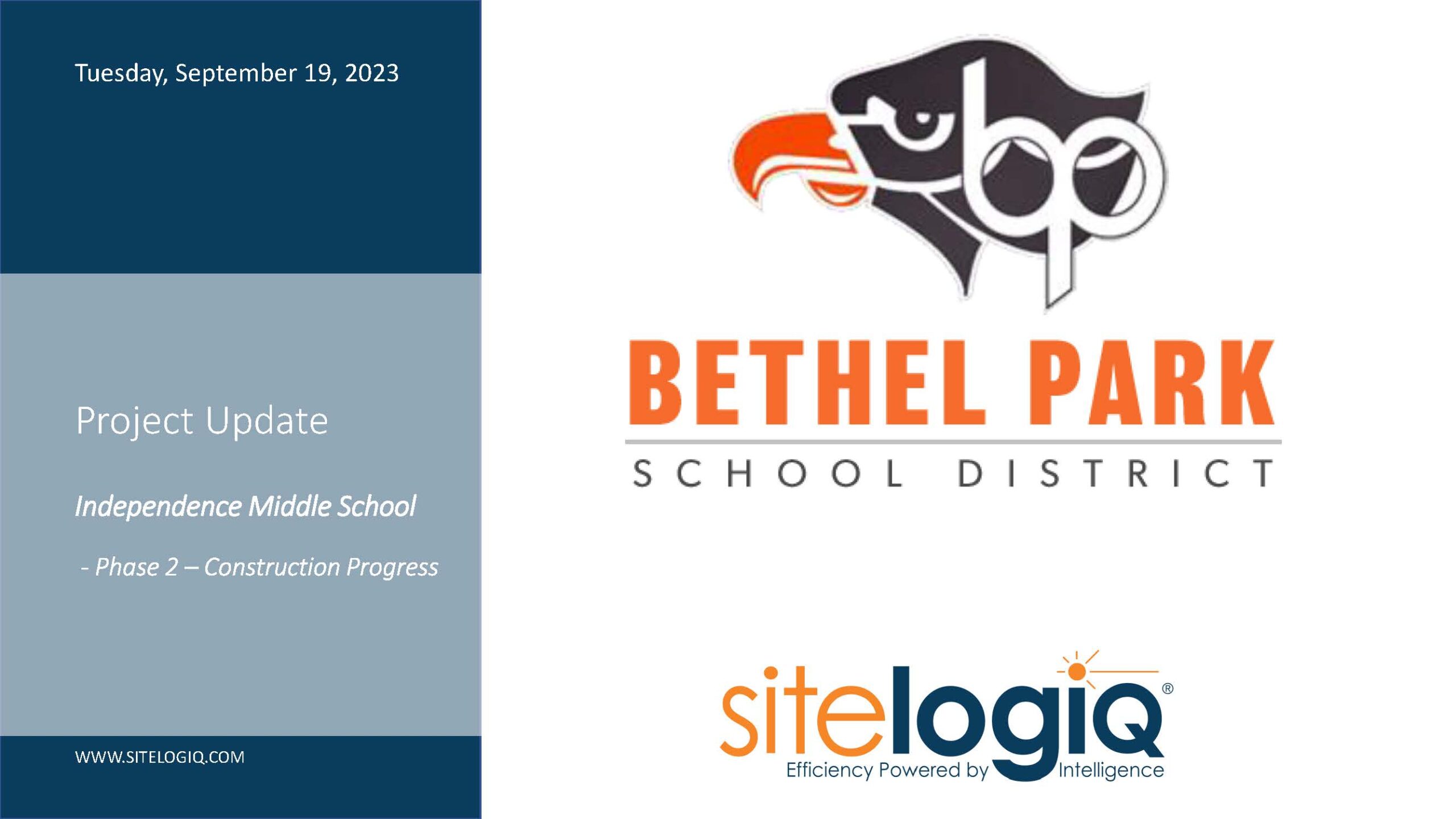 Bethel Park School District - Independence Middle School Project Update September 2023_Page_1